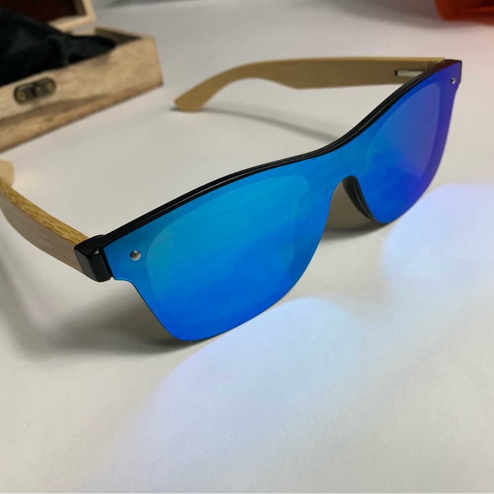 Barcur Blue Bamboo Polar Sunglasses BNIB